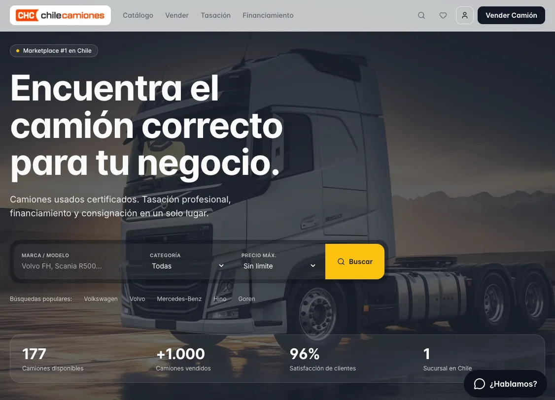 Sitio Chilecamiones desarrollado por Ojos Publicitarios